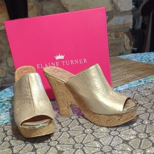 Elaine Turner Blaine Mules In Champagne